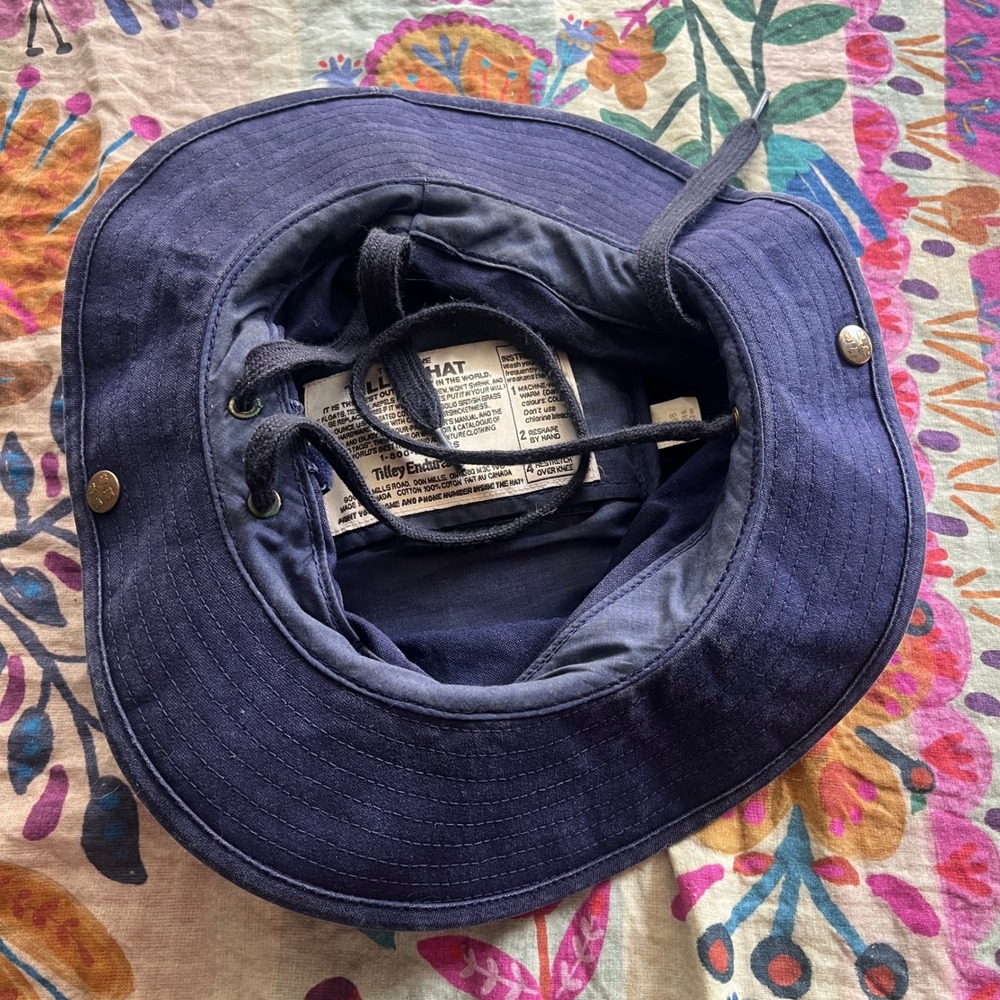 Tilley Endurables Cotton Duck Hat Mens 7 5/8 Wide Brim Snap Up Navy Blue - Picture 4 of 14